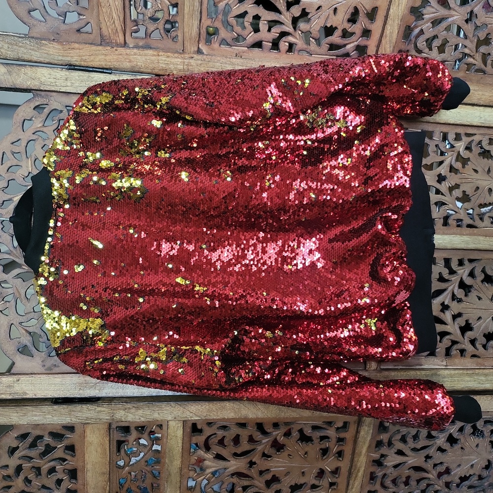 *** HALLOWEEN ALERT*** Ellie Glamorous Red Sequin Bomber Jacket - Picture 3 of 4